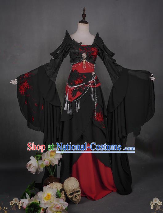 Traditional Asian Chinese Swordman Imperial Consort Costume, Elegant Hanfu Clothing Chinese Imperial Princess Tailing Embroidered Clothing, Chinese Fairy Princess Empress Queen Cosplay Costumes for Women