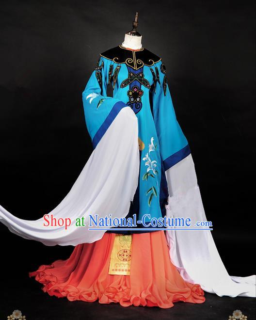 Traditional Asian Chinese Peking Opera Ancient Princess Costume, Elegant Hanfu Dance Water Sleeves Clothing, Chinese Imperial Princess Embroidered Butterfly Clothing, Chinese Fairy Princess Empress Queen Cosplay Costumes for Women