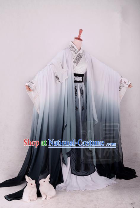 Traditional Asian Chinese Ancient Costume, Elegant Hanfu Dress, Chinese Imperial Prince Ink Painting Clothing, Chinese Cosplay Prince Costumes for Men