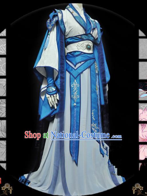 Traditional Asian Chinese Ancient Nobility Childe Costume, Elegant Hanfu Dress, Chinese Imperial Prince Tailing Embroidered Clothing, Chinese Cosplay Prince Costumes for Men