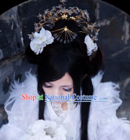 Traditional Handmade Chinese Ancient Classical Hair Accessories Crystal Crown, Imperial Emperess Headdress Hair Jewellery, Hair Fascinators Hairpins for Women