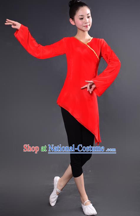 Traditional Chinese Yangge Fan Dancing Costume, China Folk Dance Yangko Dance Red Dress For Women