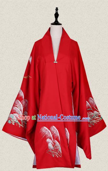 Traditional Ancient Chinese Female Costume Cardigan, Elegant Hanfu Clothing Chinese Ming Dynasty Palace Lady Embroidered Crane Wide Sleeve Red Cappa Clothing for Women