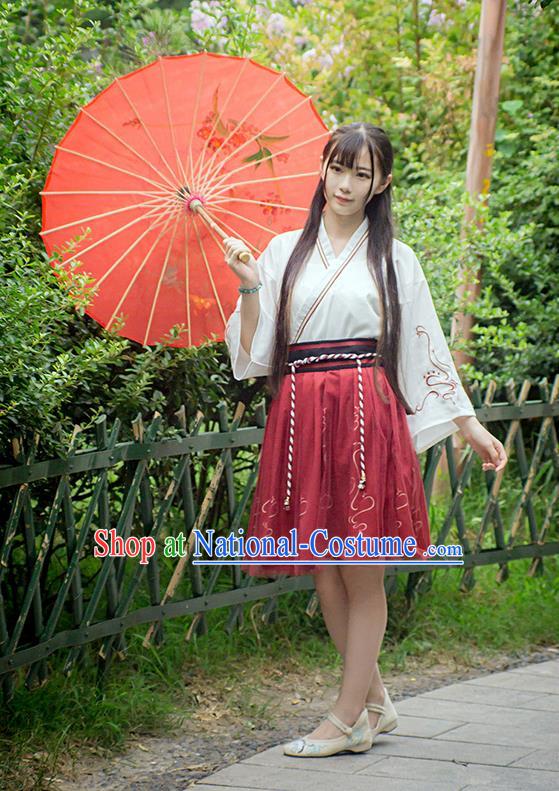 Traditional Ancient Chinese Female Costume Improved Blouse and Skirt Complete Set, Elegant Hanfu Clothing Chinese Ming Dynasty Palace Princess Clothing for Women