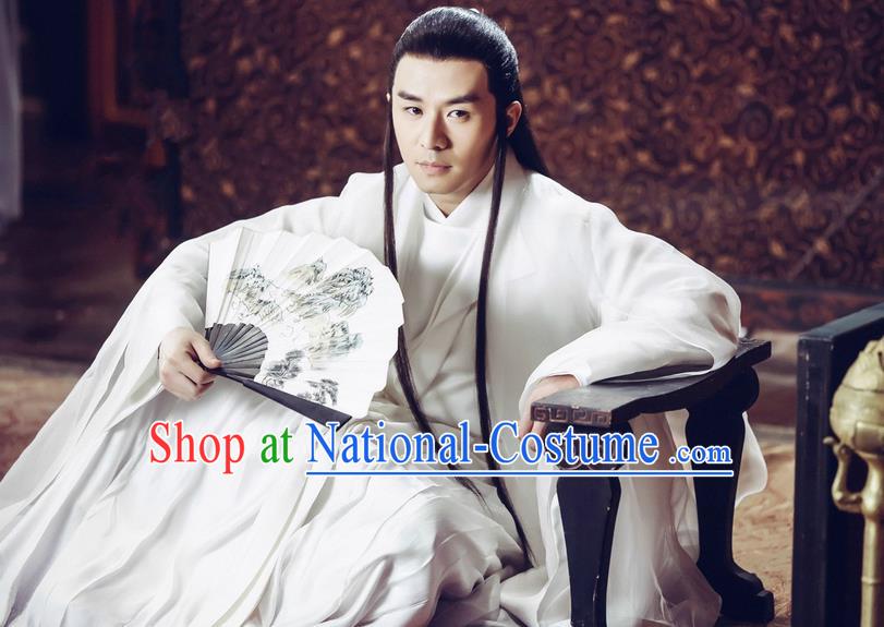 Traditional Ancient Chinese Imperial Prince Costume Complete Set, Elegant Hanfu Nobility Childe Robe, Chinese Cosplay Teleplay Ten great III of peach blossom Role Crown Prince Clothing for Men