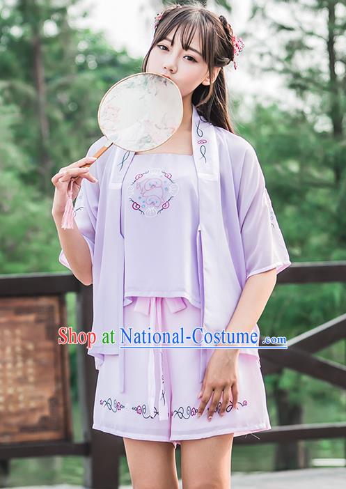 Traditional Ancient Chinese Female Costume Improved Blouse and Shorts Complete Set, Elegant Hanfu Clothing Chinese Song Dynasty Palace Princess Embroidered Clothing for Women