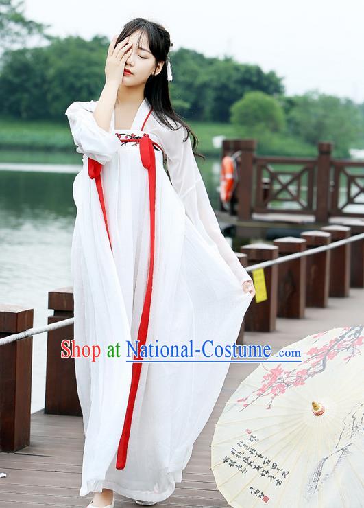 Traditional Ancient Chinese Female Costume Blouse and Dress Complete Set, Elegant Hanfu Clothing Chinese Tang Dynasty Palace Princess Embroidered Plum Blossom Clothing for Women