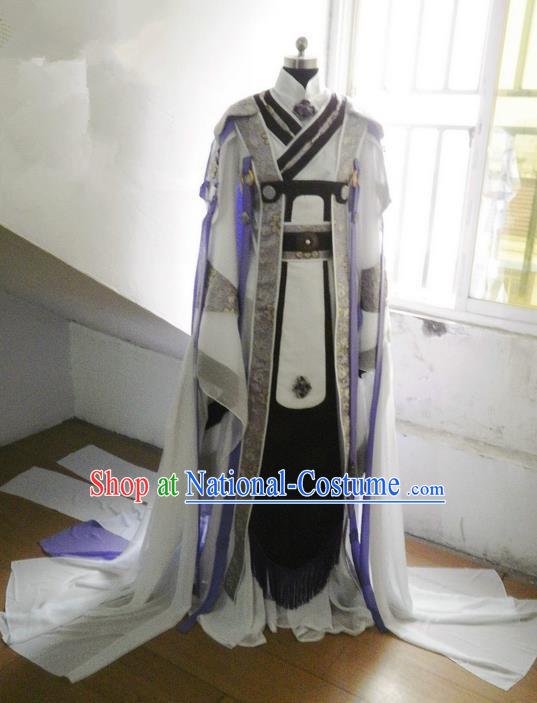 Traditional Ancient Chinese Imperial Emperor Costume, Ancient Elegant Hanfu Clothing Chinese Tang Dynasty Imperial King Cosplay Tailing Embroidered Dress for Men