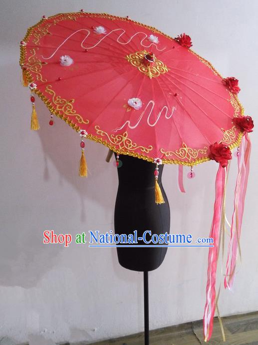 Traditional Chinese Handmade Ancient Hanfu Dance Red Umbrella Props for Women