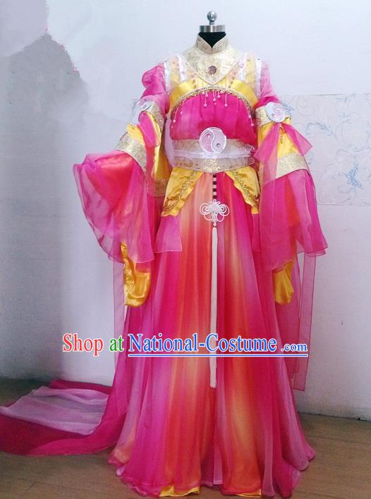 Traditional Ancient Chinese Imperial Consort Costume, Ancient Young Lady Elegant Hanfu Clothing Chinese Tang Dynasty Imperial Empress Cosplay Fairy Tailing Embroidered Dress for Women