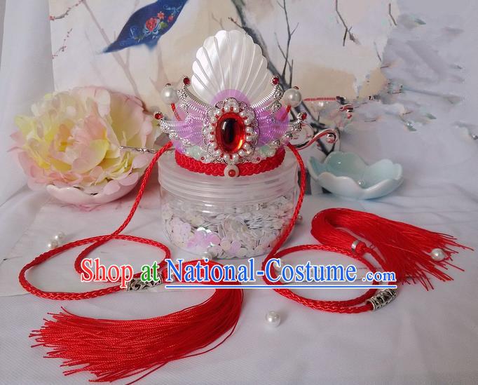 Traditional Handmade Chinese Ancient Prince Classical Hair Accessories Male Swordsman Wedding Hairdo Crown, Hair Sticks Hair Jewellery, Hair Tassel Hairpins for Men