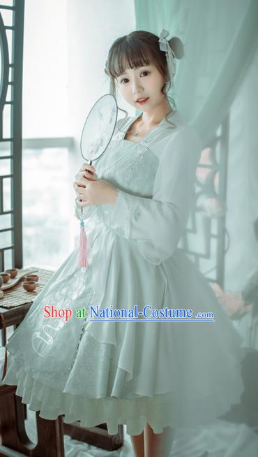 Traditional Ancient Chinese Imperial Consort Improved Costume, Elegant Hanfu Clothing Chinese Tang Dynasty Imperial Empress Cosplay Fairy Embroidered White Dress for Women