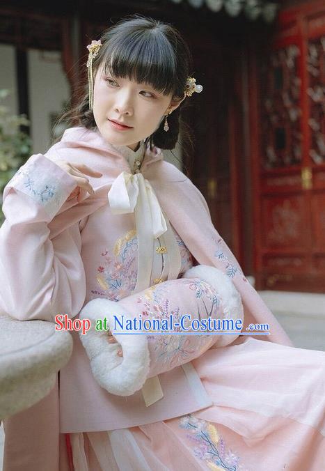 Traditional Ancient Chinese Embroidered Hanfu Muff Embroidered Swallow Pink Handwarmers for Women