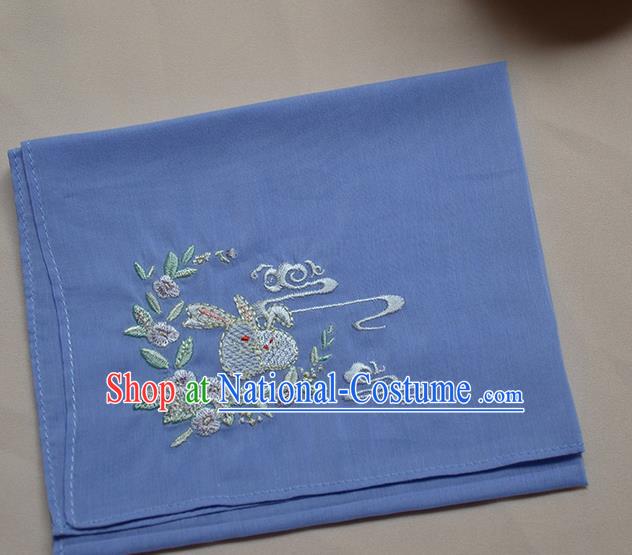 Traditional Ancient Chinese Embroidered Hanfu Handkerchief Embroidered Rabbit Purple Silk Mocket for Women