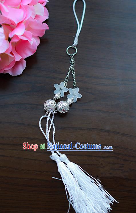 Traditional Chinese Handmade Ancient Hanfu Waist Jewelry Jade Wearing Palace Feather Bells Pendant Sword Tassel for Women