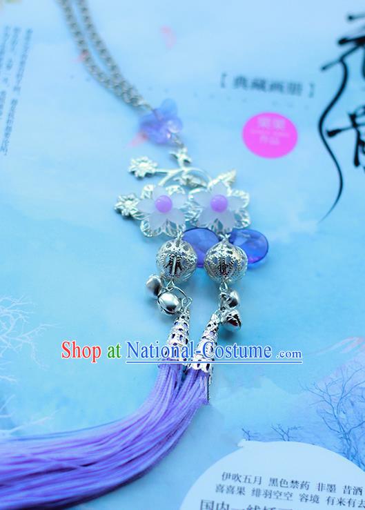 Traditional Chinese Handmade Ancient Hanfu Waist Jewelry Jade Wearing Palace Feather Bells Pendant Sword Tassel for Women