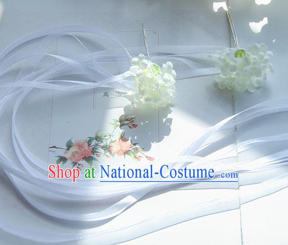 Traditional Handmade Chinese Ancient Princess Classical Accessories Jewellery Hair Sticks Long Ribbon White Hair Claws, Hair Fascinators Hairpins for Women