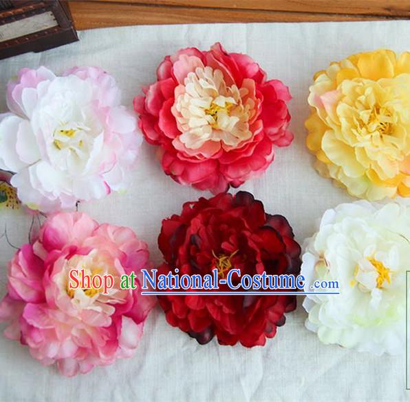 Traditional Handmade Chinese Ancient Princess Classical Silk Peony Accessories, Flowers Hair Fascinators Hairpins for Women