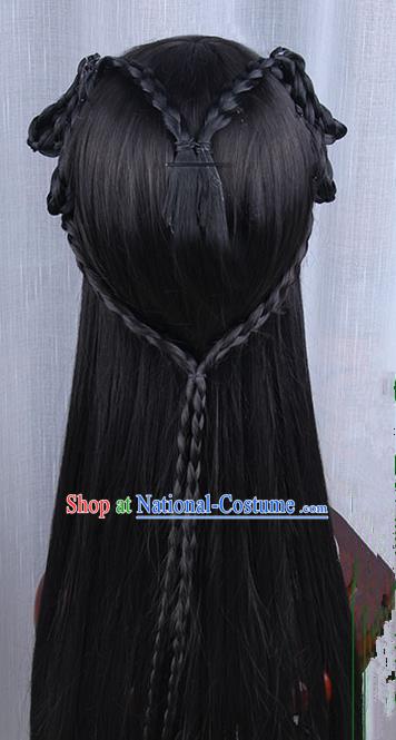 Chinese Ancient Swordsman Long Wig Set