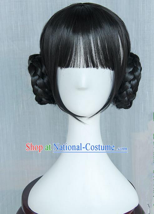 Traditional Handmade Ancient Chinese Han Dynasty Princess Wig, Ancient Chinese Palace Young Lady Wig for Women