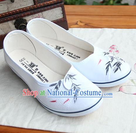 Traditional Handmade Ancient Chinese Han Dynasty Imperial Princess Freehand Sketching Hanfu Shoes for Women