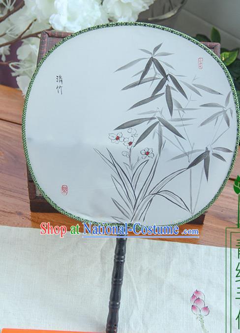 Traditional Handmade Ancient Chinese Tang Dynasty Imperial Princess Painting Lotus Palace Lady Round Hanfu Silk Fan for Women