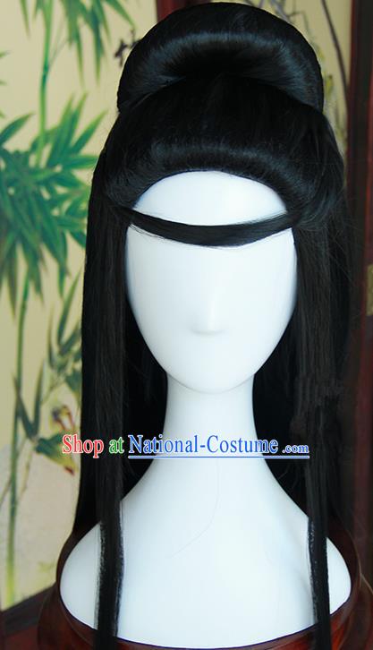 Traditional Handmade Ancient Chinese Tang Dynasty Imperial Princess Fairy Wig, Ancient Chinese Cosplay Fairy Palace Young Lady Hair Wig for Women