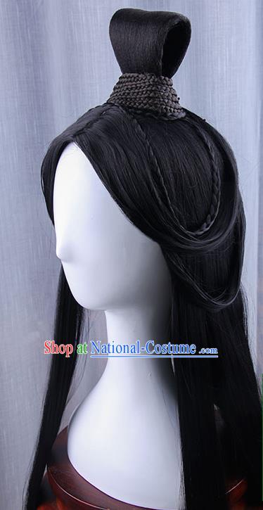 Chinese Ancient Swordsman Long Wig Set