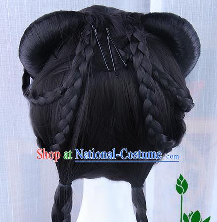 Chinese Ancient Swordsman Long Wig Set