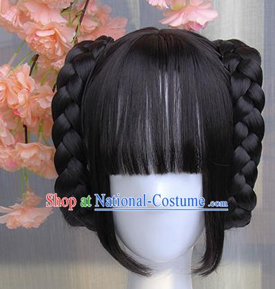 Traditional Handmade Ancient Chinese Han Dynasty Imperial Princess Wig, Ancient Chinese Hanfu Cosplay Fairy Lady Wig for Women