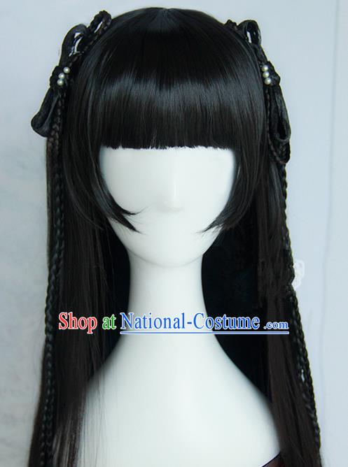 Traditional Handmade Ancient Chinese Han Dynasty Imperial Princess Wig, Ancient Chinese Hanfu Cosplay Fairy Wig for Women