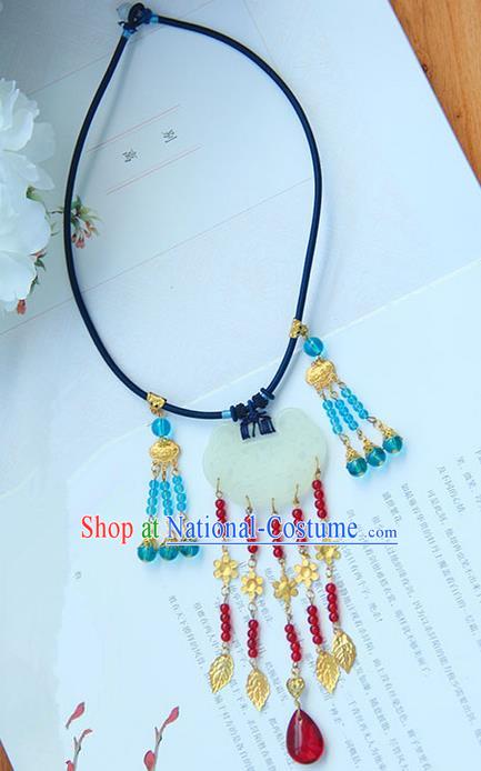 Traditional Handmade Chinese Ancient Princess Classical Hanfu Accessories Jewellery Jade Necklace for Women