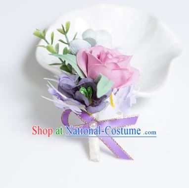 Top Grade Classical Wedding Silk Flowers,Groom Emulational Corsage Groomsman Brooch Flowers for Men