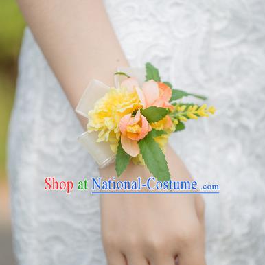 Top Grade Classical Wedding Silk Flowers, Bride Emulational Wrist Flowers Bridesmaid Bracelet Flowers for Women