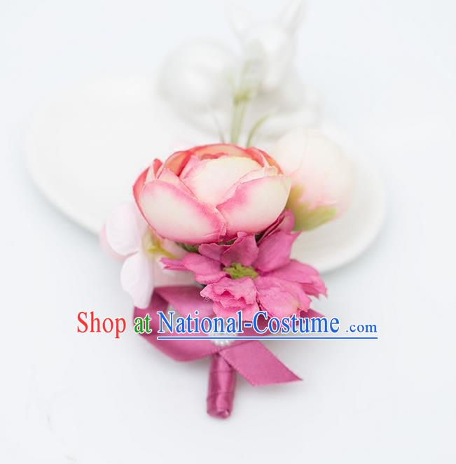 Top Grade Classical Wedding Silk Flowers,Groom Emulational Corsage Groomsman Brooch Flowers for Men