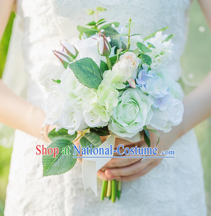 Top Grade Classical Wedding Silk Flowers, Bride Holding Emulational Flowers, Hand Tied Bouquet Flowers for Women