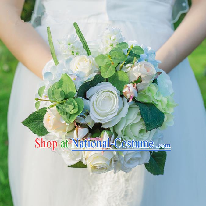 Top Grade Classical Wedding Silk Flowers Bride Wrist Flowers Bracelet Flowers Groom Corsage Brooch Flowers