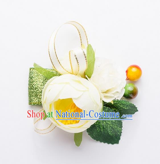 Top Grade Classical Wedding Silk Flowers, Bride Emulational Wrist Flowers Bridesmaid Bracelet Flowers for Women