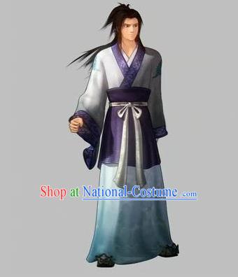 Traditional Ancient Chinese Classical Cartoon Character Uniform Cosplay Swordsman Game Role Complete Set for Men