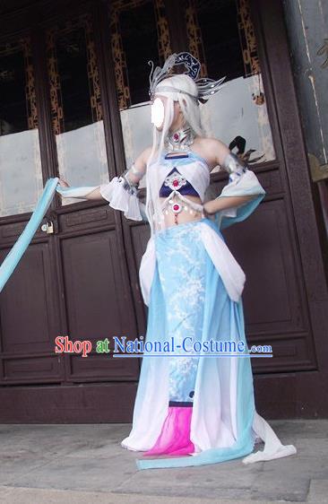 Traditional Ancient Chinese Classical Cartoon Character Dress Uniform Cosplay Game Role Qin Dynasty Snow Girl Costume Complete Set for Women