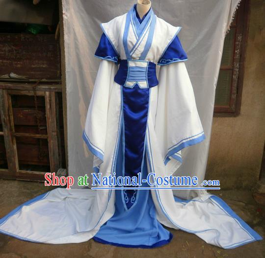 Traditional Ancient Chinese Classical Cartoon Character Immortal Uniform Cosplay Game Role Han Dynasty Swordmen Costume Complete Set for Men