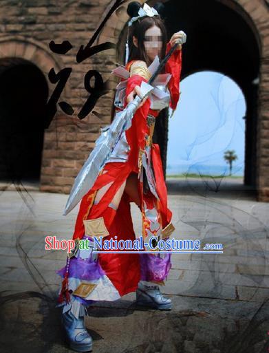 Traditional Ancient Chinese Classical Cartoon Character Uniform Cosplay Game Role Han Dynasty Swordmen Costume Complete Set for Women