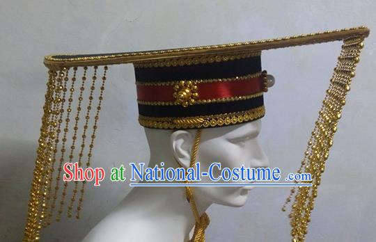 Traditional Ancient Chinese Classical Peking Opera Props, Han Dynasty Emperor Headwear Royal Coronet King Hat for Men