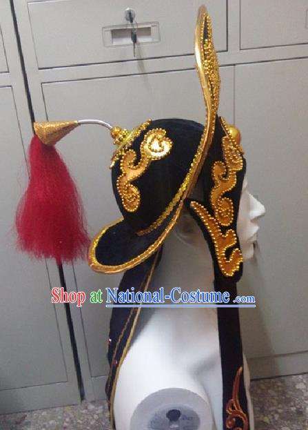 Traditional Ancient Chinese Classical Peking Opera Props, Peking Opera Headwear Changing Faces Hat for Men