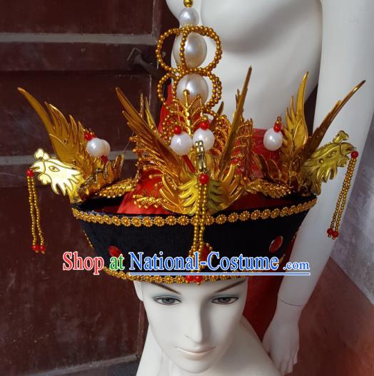 Traditional Chinese Ancient Costume Qing Dynasty Manchu Imperial Empress Wedding Headdress Phoenix Crown Empress Dowager Headband Flag Head for Women