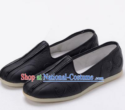 Traditional Chinese Top Kung Fu Shoes Martial Arts Kung Fu Training Taoist Priest Black Shoe, Tang Suit Gongfu Shaolin Wushu Tai Chi Taiji Teacher Shoes for Men