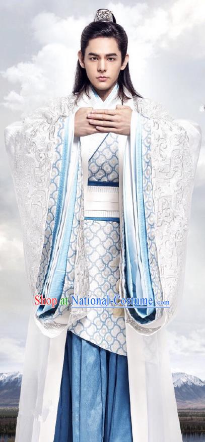 Traditional Ancient Chinese Nobility Childe Costume, Elegant Hanfu Male Lordling Dress, Warring States Swordsman Clothing, China Warring States Prince Embroidered Clothing for Men