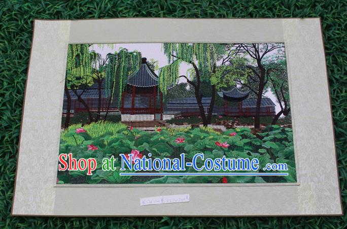 Traditional Chinese Miao Nationality Minority Crafts Hmong Xiangxi Embroidery Decorative Paintings, Embroidery Landscape Scroll Painting for Friends