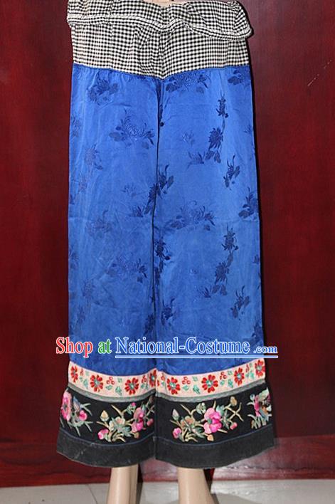 Chinese Hmong Miao Nationality Folk Dance Ethnic Handmade Trousers China Clothing Costume Embroidery Pants Ethnic Pants Cultural Dances Costumes for Women