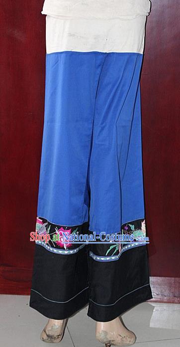 Chinese Hmong Miao Nationality Folk Dance Ethnic Handmade Trousers China Clothing Costume Embroidery Pants Ethnic Pants Cultural Dances Costumes for Women